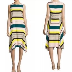 Lafayette 148 NY Striped Midi Dress Handkerchief Hem Lafayette 148 New York M